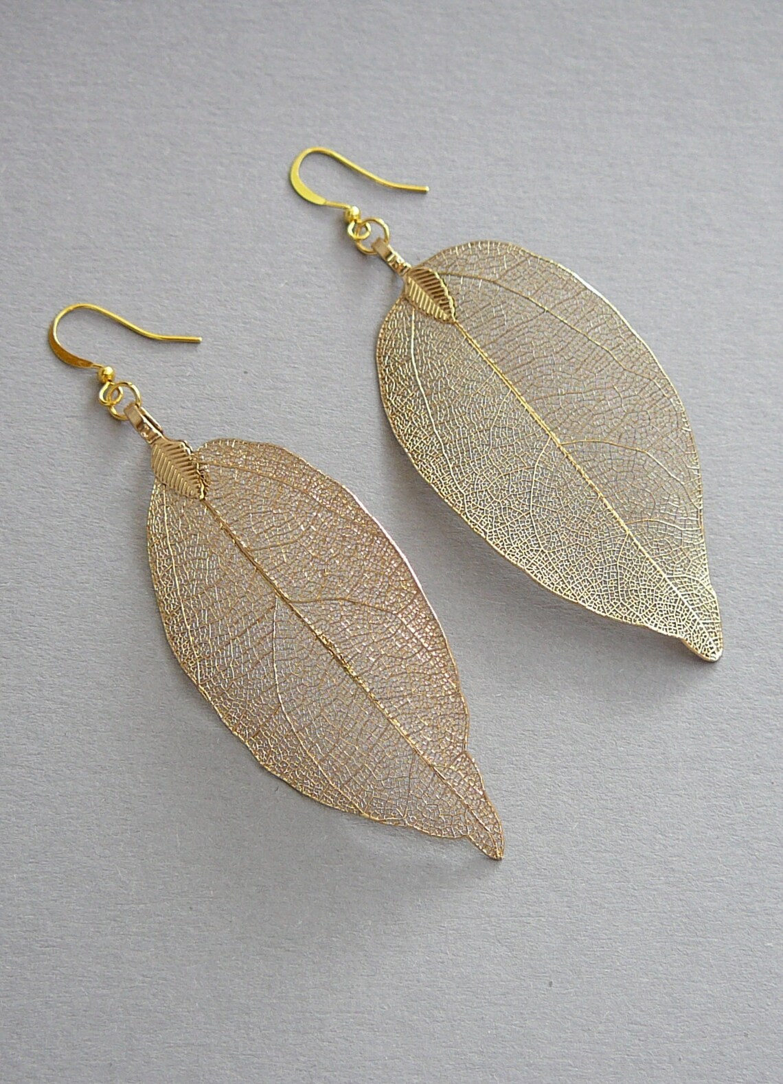 Gold Leaf Earrings Gold Dipped Leaf Gold Plated Real Leaf Etsy UK