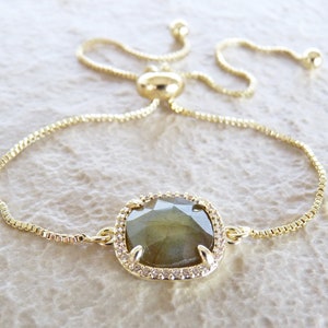 Natural Labradorite Gold Bracelet, Slider Bracelet, Adjustable Bar Bracelet, Gift for Women, Gemstone Bracelet, Genuine Labradorite Jewelry