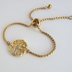 Tree of Life Bracelet, Gold Adjustable Bracelets, Gift for Women, Golden Slider Bracelet, Gift for Mom, Tree of Life Jewelry