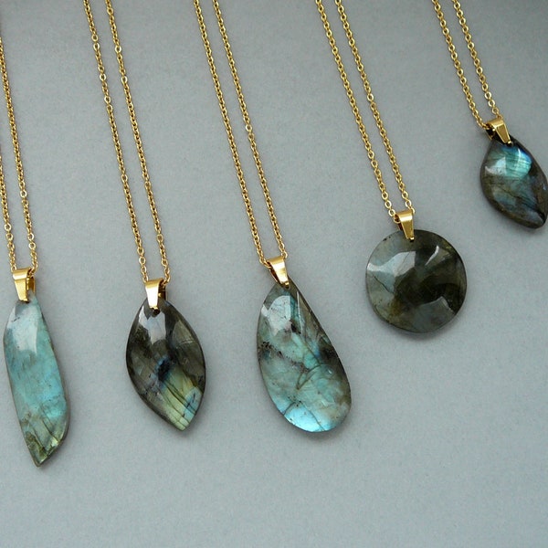Labradorite necklace gold, Labradorite pendant, Labradorite jewelry, Natural labradorite long necklace, Women gift, Gift for mom
