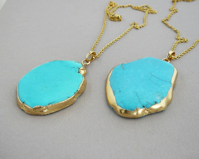 Turquoise Pendant Necklace Blue Necklace Gift for Women - Etsy