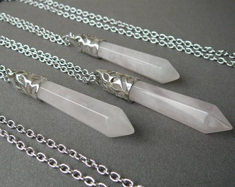 Rose Quartz Necklace  Rose Quartz pendant Long Necklace Healing Crystal Necklace for women Necklace Gemstone Necklace Rose Quartz Crystal