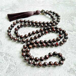 Garnet Mala Necklace, Garnet Mala 108, Long Tassel Necklace, Buddhist Mala Prayer Beads, Meditation Necklace, Yoga Jewelry Gift for Men image 5