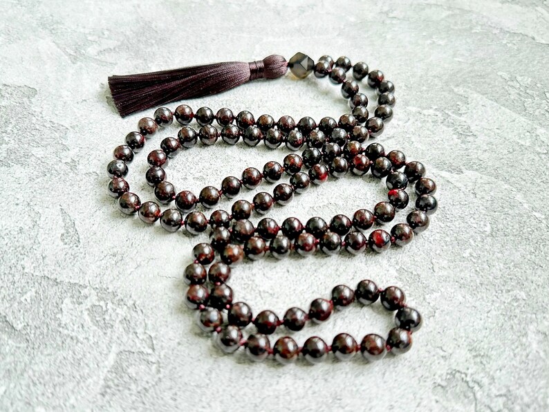 Garnet Mala Necklace, Garnet Mala 108, Long Tassel Necklace, Buddhist Mala Prayer Beads, Meditation Necklace, Yoga Jewelry Gift for Men image 5