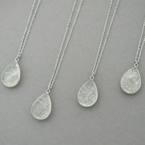 Clear Quartz Pendant Natural Clear Quartz Necklace Clear Drop Crystal Necklace Crystal Point Necklace Clear Quartz Silver Necklace