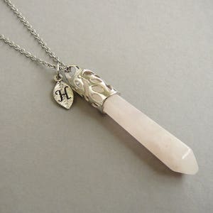 Rosa cuarzo collar rosa cuarzo plata colgante plata collar piedras naturales collares largos para mujeres personalizado gemstone collar regalo