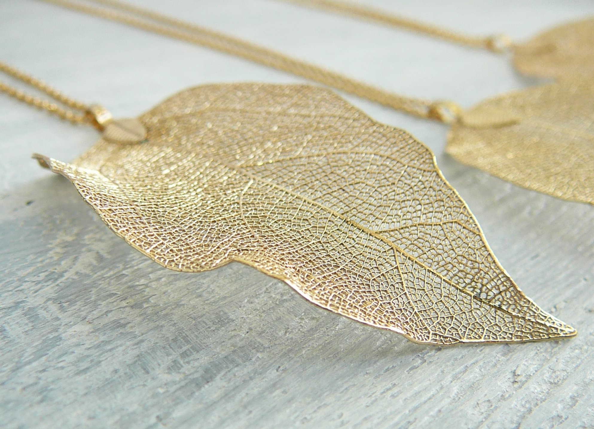 Gold Leaf Necklace Real Leaf Necklace Natural Leaf Jewelry for Womens Gift Gold Plated Leaf Necklaces Girl Gold Dipped Leaf Natures Leaves