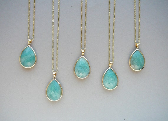 Aventurine Gold Pendant Necklace Green 