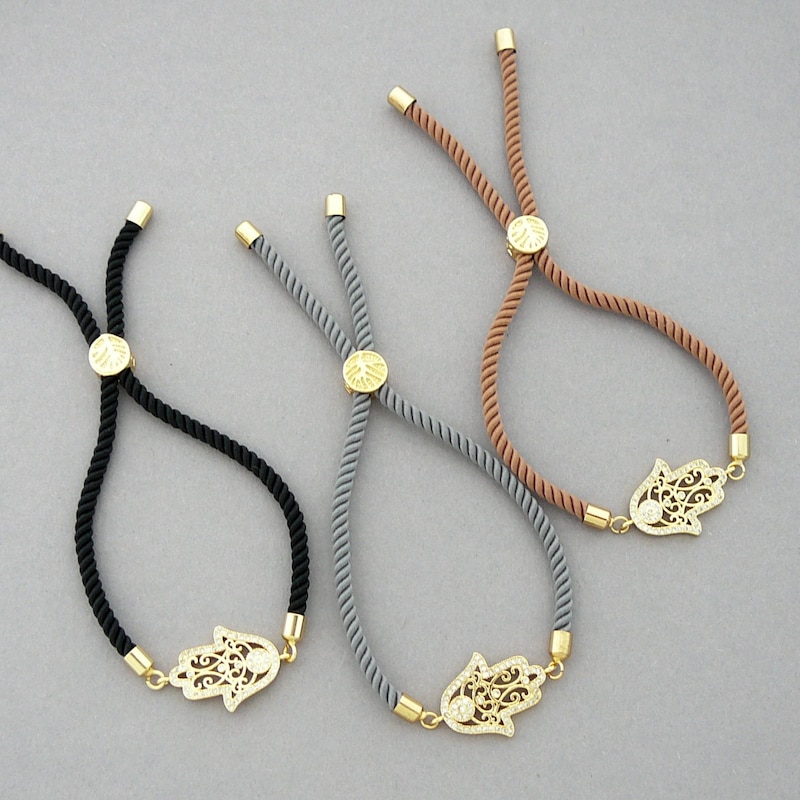18K Gold Plated Hamsa Bracelet – Fatima's Hand With Cubic Zirconia – Luxe Chain