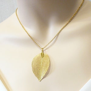 Real Leaf Necklace Gold Plated Leaf Jewelry for Womens Gift for Girl Boho Long Necklaces Gold Dipped Leaf Nature Jewelry Wedding Jewelry