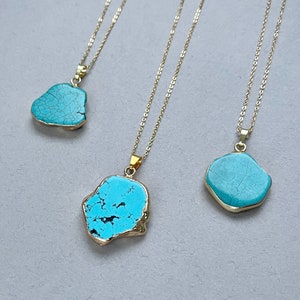 Turquoise Pendant Necklace, Blue Necklace, Gift for Women, Gemstone Necklace, Girlfriend gift, Stone Pendant, Turquoise Necklace for women image 9