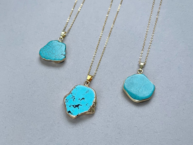 Turquoise Pendant Necklace, Blue Necklace, Gift for Women, Gemstone Necklace, Girlfriend gift, Stone Pendant, Turquoise Necklace for women image 9