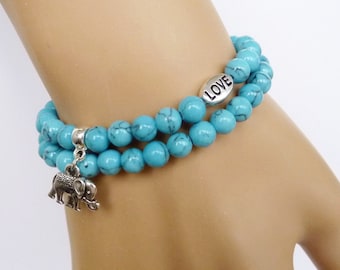 Turquoise Bracelet for girlfriend Gift daughter Elephant Bracelet for women Bracelet for her, Turquoise Jewelry Turquoise Elephant Jewelry