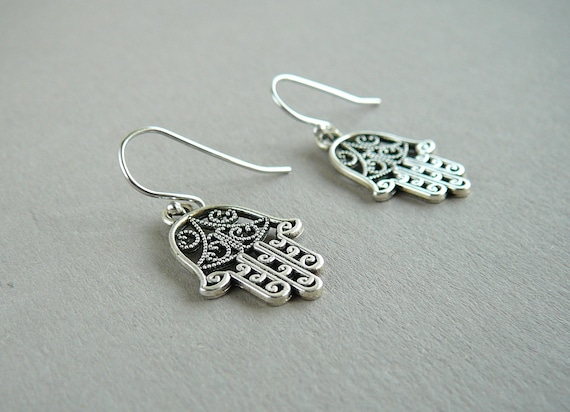 Orecchini Hamsa In Argento 925 Con Turchese | Donna | Pendenti A Mano Di Fatima Con Filigrana Floreale - 2