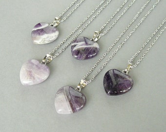 Amethyst Heart Necklace Natural Amethyst Pendant Healing Crystal Necklaces for women Purple Crystal Jewelry Amethyst Stone Chakra Necklace