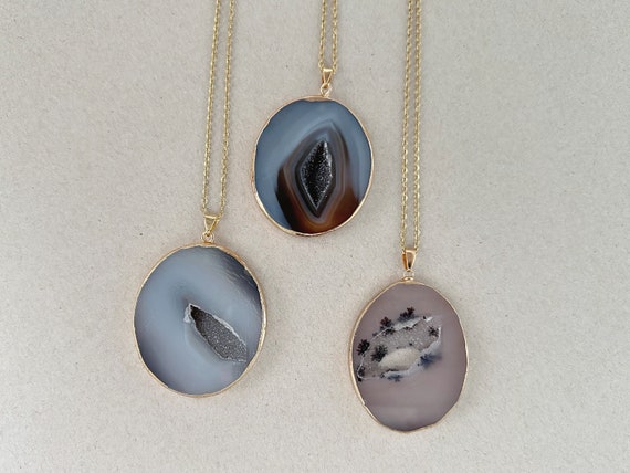 Lot De Tranches D'agate De Quartz Druzy Pour Création De Bijoux - Taille 42x77mm - Plus De 25 Pièces - Neuf