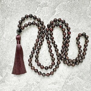 Garnet Mala Necklace, Garnet Mala 108, Long Tassel Necklace, Buddhist Mala Prayer Beads, Meditation Necklace, Yoga Jewelry Gift for Men image 4