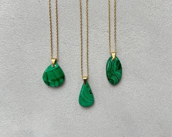 Natural Malachite Necklace, Genuine Green Malachite Stone, You Choose the Exact Pendant