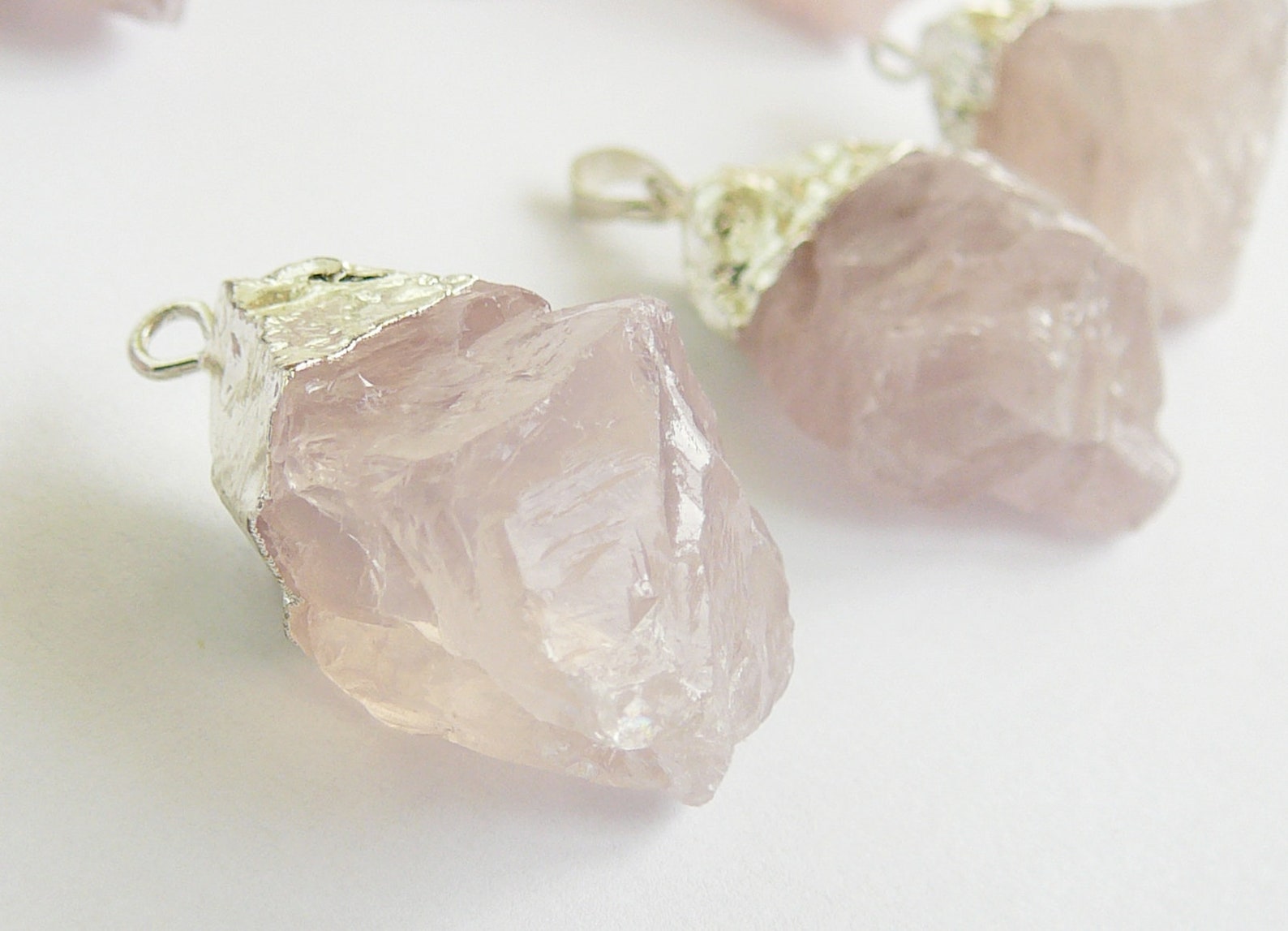 Rose quartz long *** crystal stone necklace