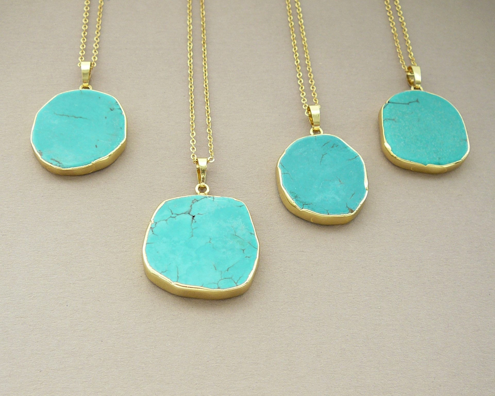 Polly Necklace - Turquoise Blue with Gold