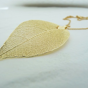 Gold Real Leaf Necklace, Natural Leaf Jewelry, Bridesmaids Jewelry, Womens Gift, 18K Gold Dipped Leaf Necklace, Gold Plated Leaf Pendant