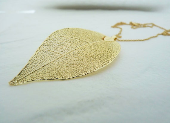 Gold plated leaf necklace best sale