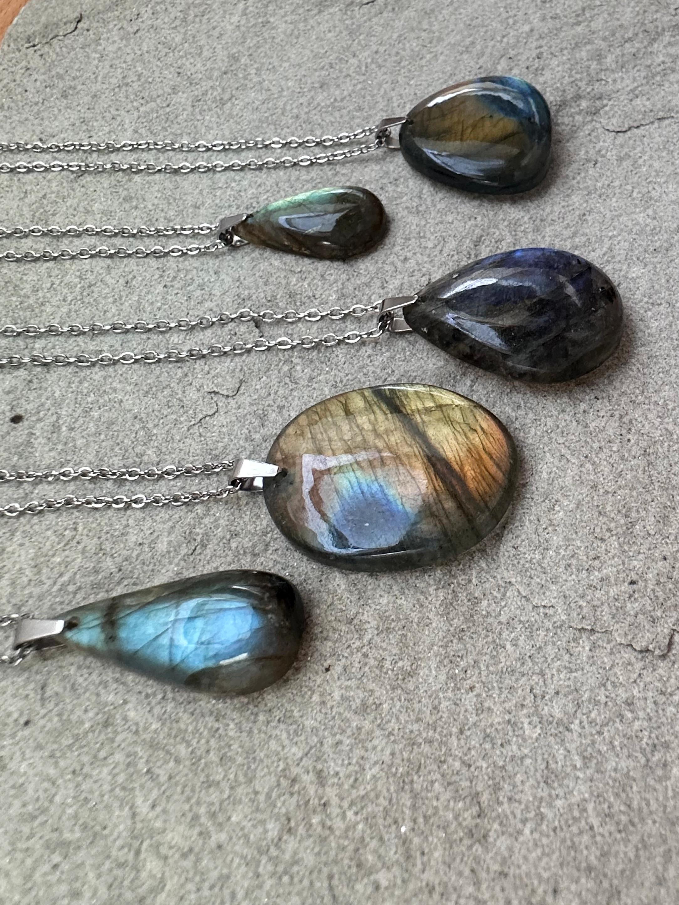 Labradorite Real Labradorite Necklace, Real Labradorite Gemstone Pendant, Rainbow ...