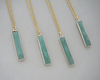 Aventurine Pendant Necklace, Long Green Gemstone Necklace for Women, Green Crystal Pendant Necklace, Green Gold Necklaces for Women Jewelry