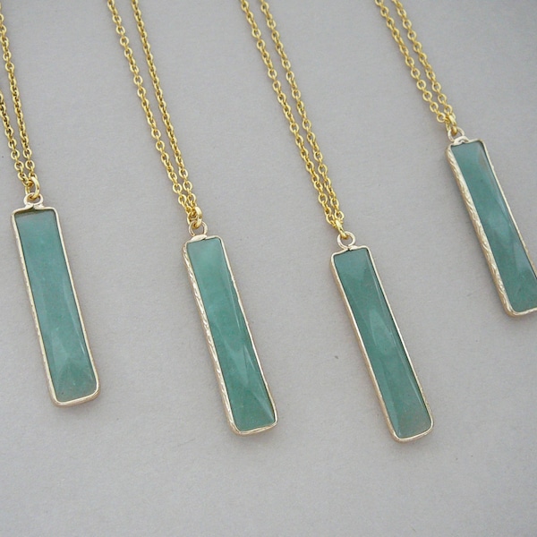 Aventurine Pendant Necklace, Long Green Gemstone Necklace for Women, Green Crystal Pendant Necklace, Green Gold Necklaces for Women Jewelry