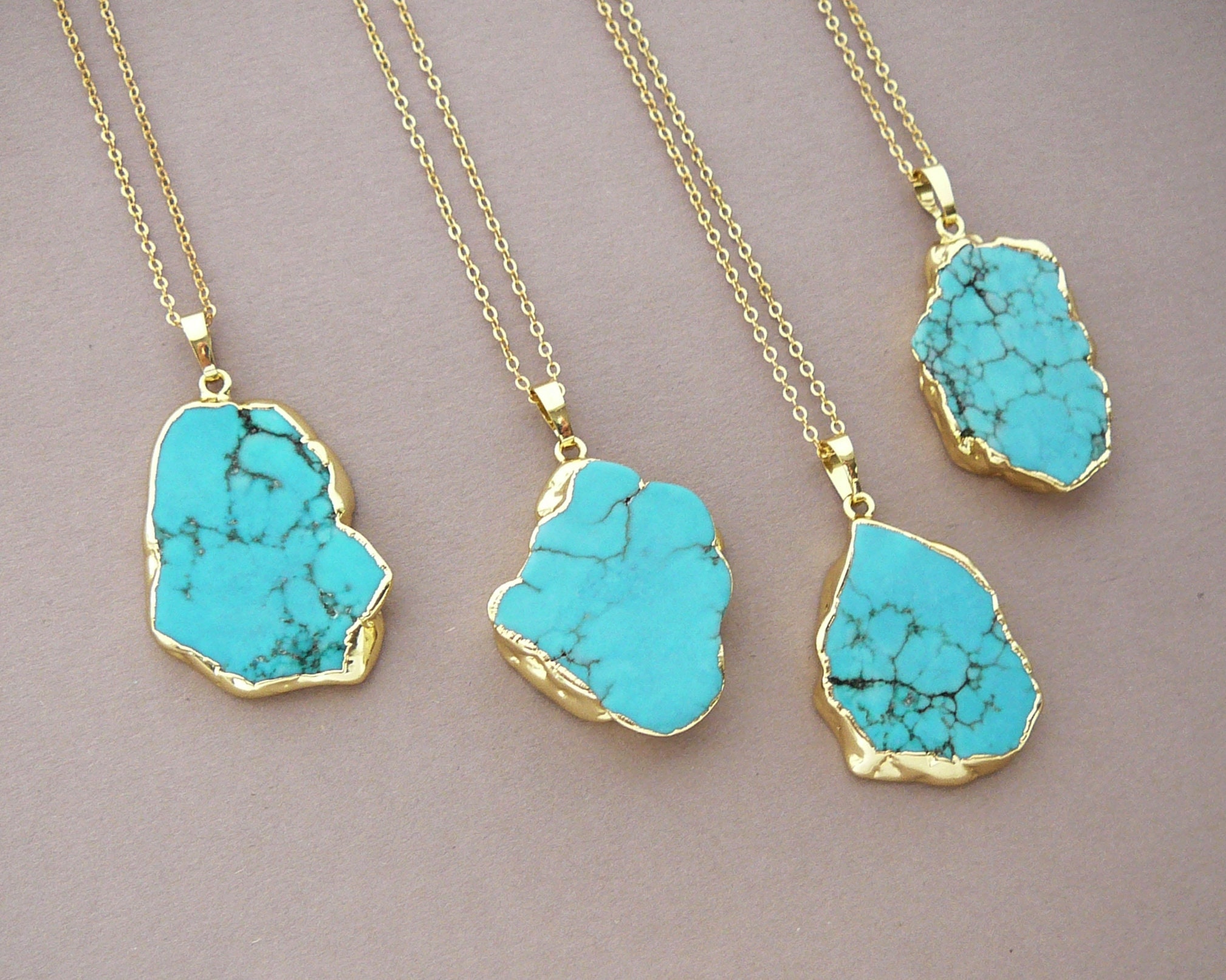 Dainty Turquoise Teardrop Pendant Necklace - Reveka Rose