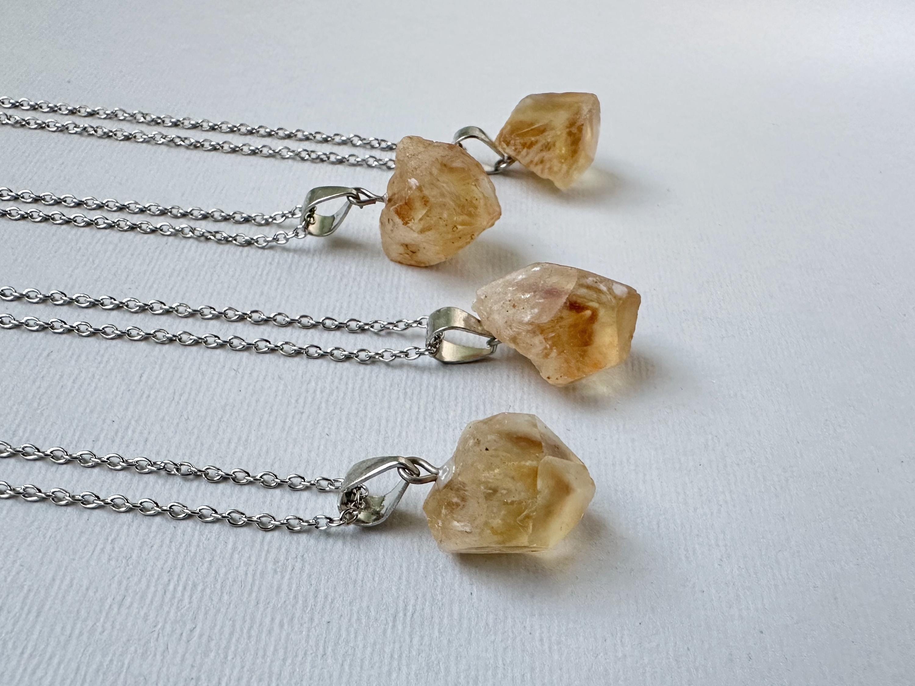 Collana Di Cristallo Citrino, Cristallo Giallo Taglio Grezzo, Collana Saldata, Ciondolo Minerale, Citrino Grezzo, Gioielli In Pietra, Chakra Del Plesso Solare - Italia - Foto 6