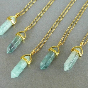 Fluorite Necklace Natural Fluorite pendant Healing Crystal Necklace for women gemstone necklace Gold Green Fluorite necklace Energy crystals