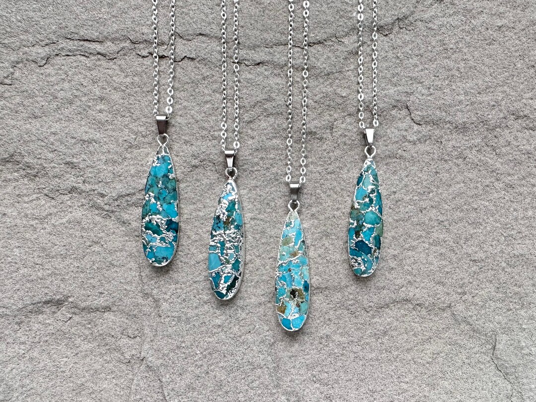 Madeleine Blue Turquoise and Sterling Silver Drop Pendant Necklace