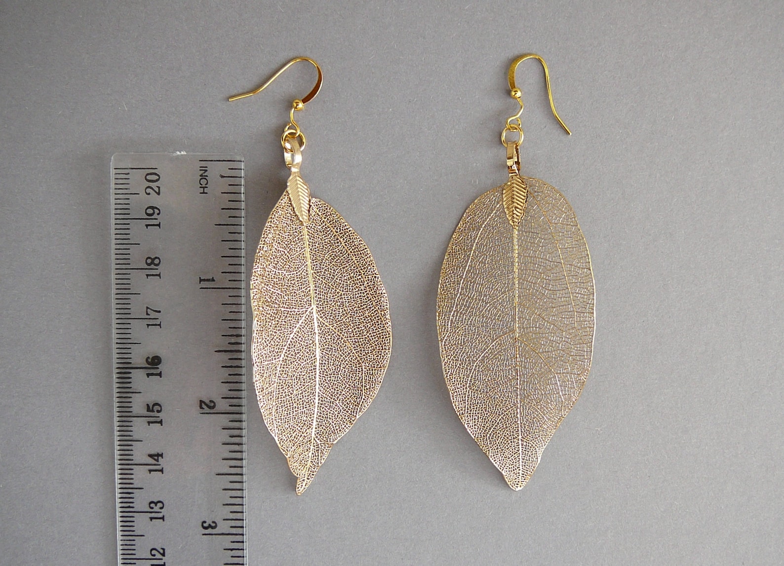 Gold Leaf Earrings Gold Dipped Leaf Gold Plated Real Leaf Etsy UK