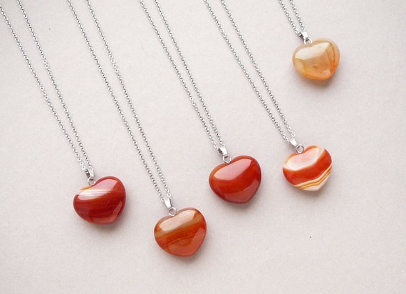 Carnelian Heart Necklace Authentic Carnelian Crystal Pendant Red Gemstone Healing Necklace Siver Carnelian Necklaces for Womens Gift for Her