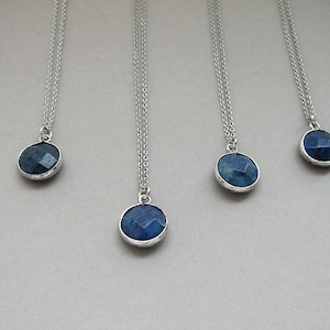 Lapis Lazuli Necklace Blue Lapis Lazuli Pendant Healing Crystal Necklace Layering Silver Necklaces for Women Gift Blue Bridesmaids Jewelry