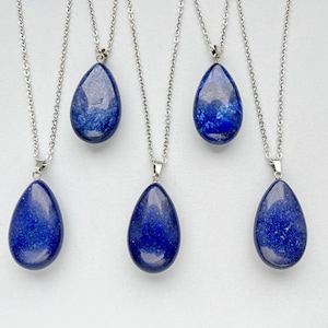 Large Lapis Lazuli Pendant Necklace, Blue Lapis Lazuli Drop Pendant, Long Blue Necklace, Genuine Lapis Lazuli Silver Jewelry, September Gift