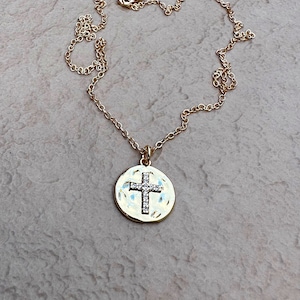 Kreuz-Halskette für Frauen, Goldscheiben-Anhänger, Geschenk für Frauen, Goldmünzen-Halskette, minimalistische Goldketten, geschichtete Gold-Kreuz-Halsketten