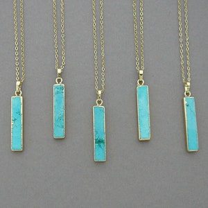 Turquoise Pendant Necklace Gold, Blue Howlite Necklace, Long Necklace, Layering Necklace, Blue Gemstone Necklace, December Birthstone Gift