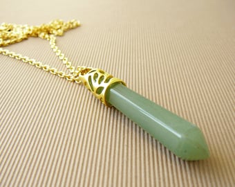 Green Aventurine Necklace Natural Aventurine pendant Long Necklace Healing Crystal Necklace for girls Necklace Gemstone Necklace Green Stone