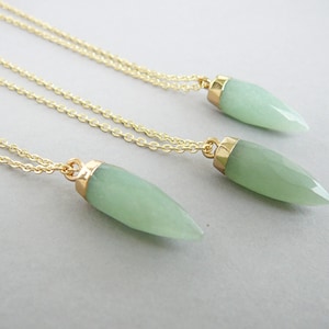 Aventurine Necklace Green Gemstone Necklace Gold Small Green Adventurine Pendant Natural Aventurine Pendant Healing Crystal Point Necklace
