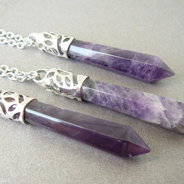 Amethyst Necklace Natural Amethyst pendant Long Necklace Healing Crystal Necklace for women Necklace Gemstone Necklace Amethyst Stone