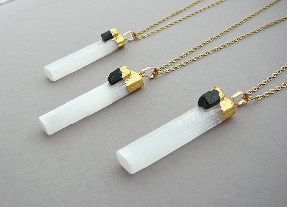 Selenite necklace etsy deals