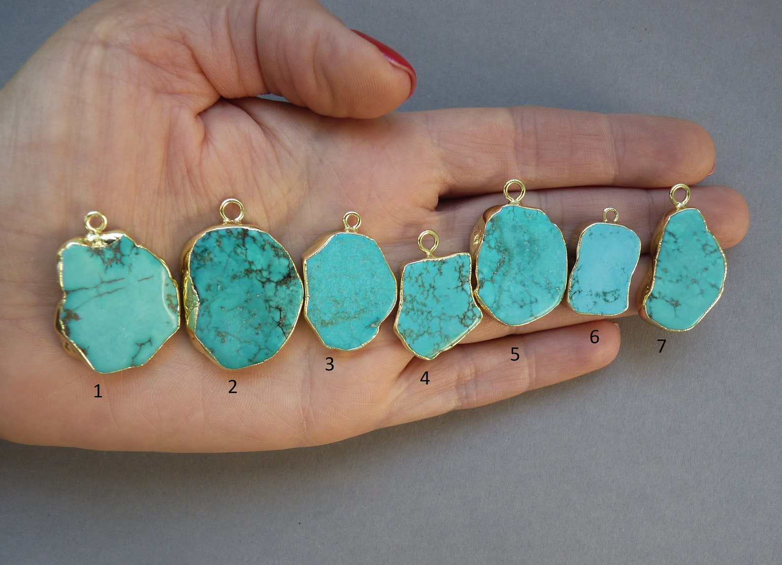 Turquoise Necklace Gold Turquoise Pendant Necklace Blue Etsy