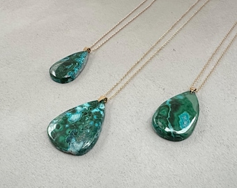 Chrysocolla Malachite Pendant Necklace, Natural Blue Green Stone Jewelry, You Choose the Exact Pendant