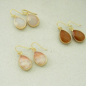 Carnelian Earrings, Drop Earrings, Genuine Carnelian Gold Earrings Gemstone Earrings for Women Carnelian Jewelry Carnelian Teardrop Earrings