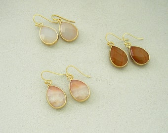 Carnelian Earrings, Drop Earrings, Genuine Carnelian Gold Earrings Gemstone Earrings for Women Carnelian Jewelry Carnelian Teardrop Earrings