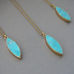 Türkis Anhänger Türkis Gold Halskette Blau Howlite Layering Halskette für Frauen Schmuck Geschenk Blauer Edelstein Anhänger Halskette Geschenk für Mama
