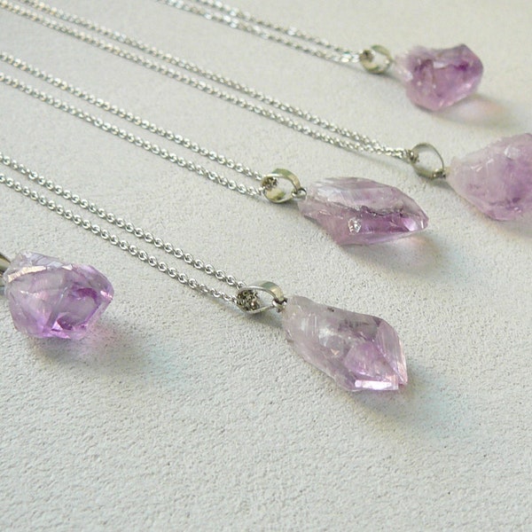 Raw Amethyst Necklace, Natural Amethyst Pendant, Genuine Amethyst Crystal Necklace, Healing Gemstone Necklace for Women for Men Jewelry