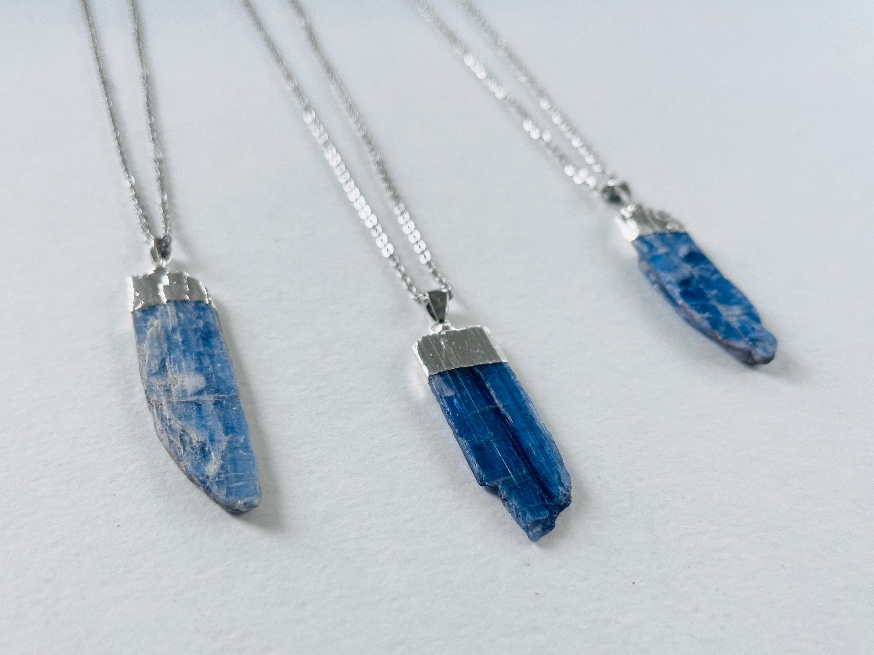 Kyanite Pendant, Raw Kyanite Silver Necklaces, Blue Crystal Necklace, Cyanite Healing Pendant Necklace, Natural Kyanite Jewelry Gift for Man